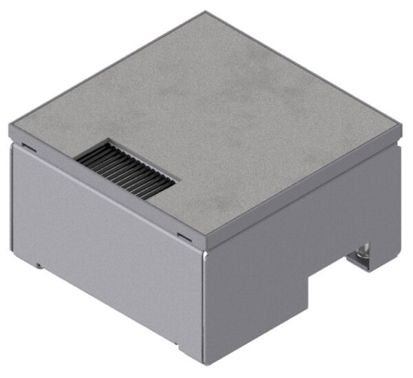 Produktbild UBD 162 163  -  Schwerlast-Unterflur-Bodendose UBD 160 inkl. belegtem Deckel aus Chromstahl, geschlossen, und 1 Bürstenauslass